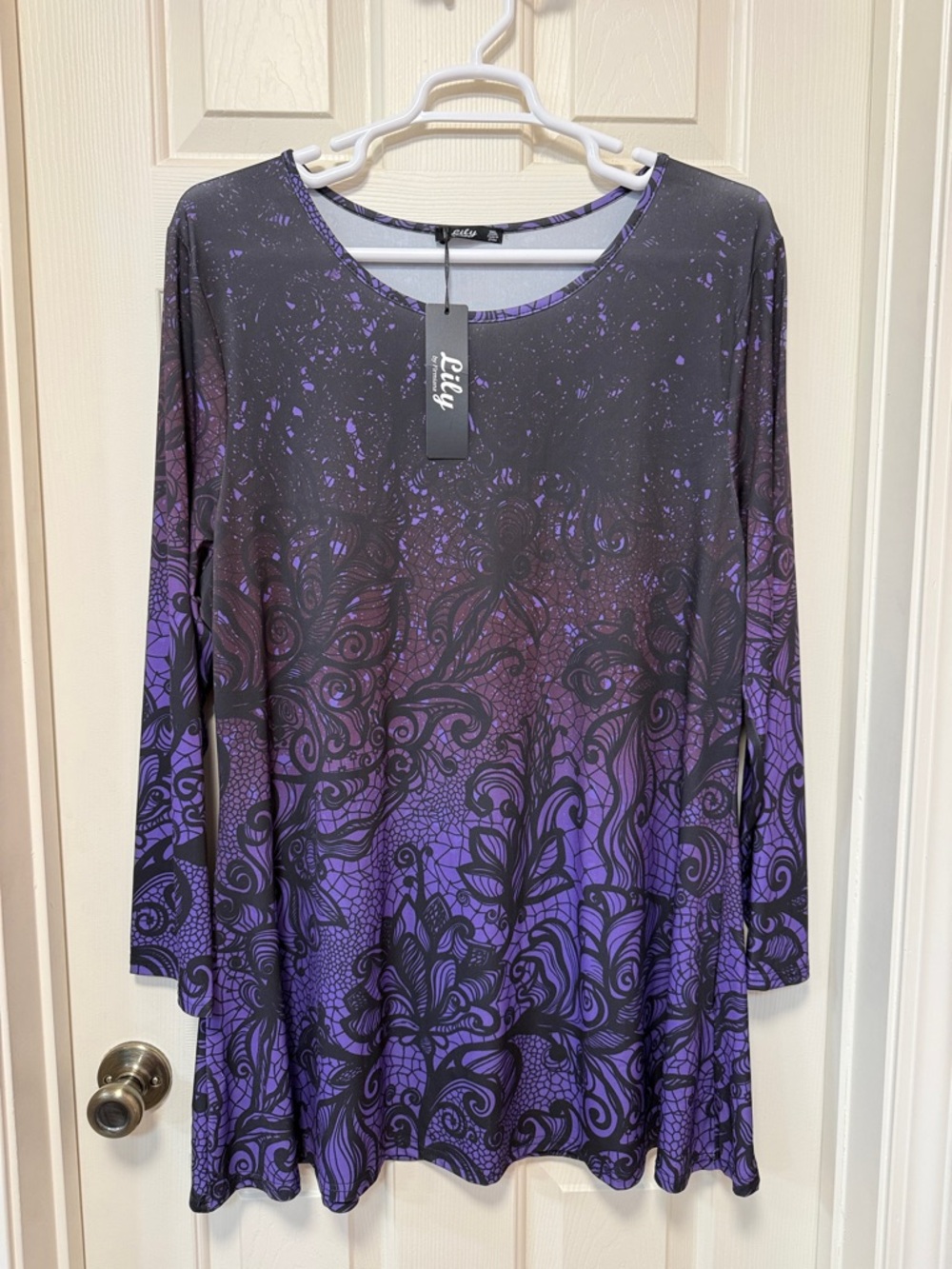 Lily Black and Purple Floral Ombre Tunic Top